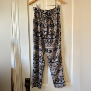 Design Lab Patterned Faux Silk Harem Pants (Size M)